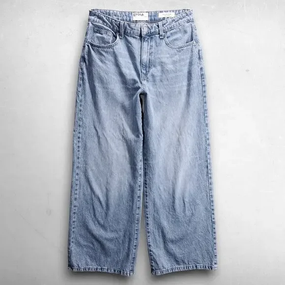 Cotton:On Relaxed Wide Leg Jeans 100% Cotton Denim Women 6 Light Blue Skater 90s - Picture 2 of 13